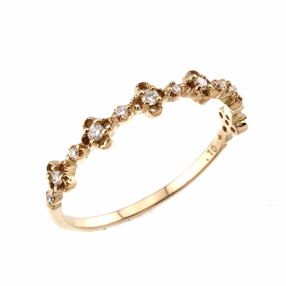 Diamond 0.10ct Ring 18K Yellow Gold 750 Size6.25-6.5(US)