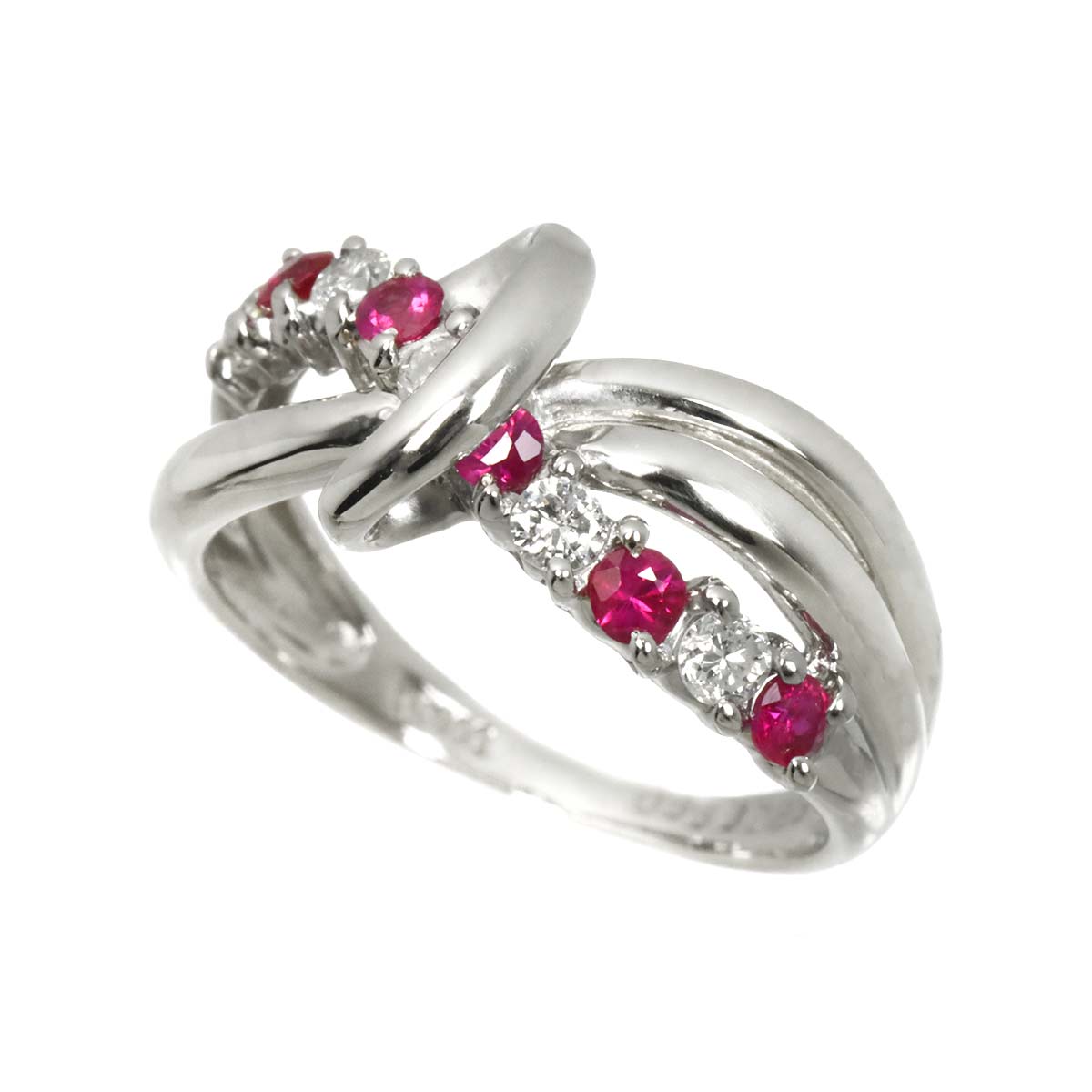 Ruby 0.33ct Diamond 0.25ct Ring Pt Platinum size6-6.25(US)