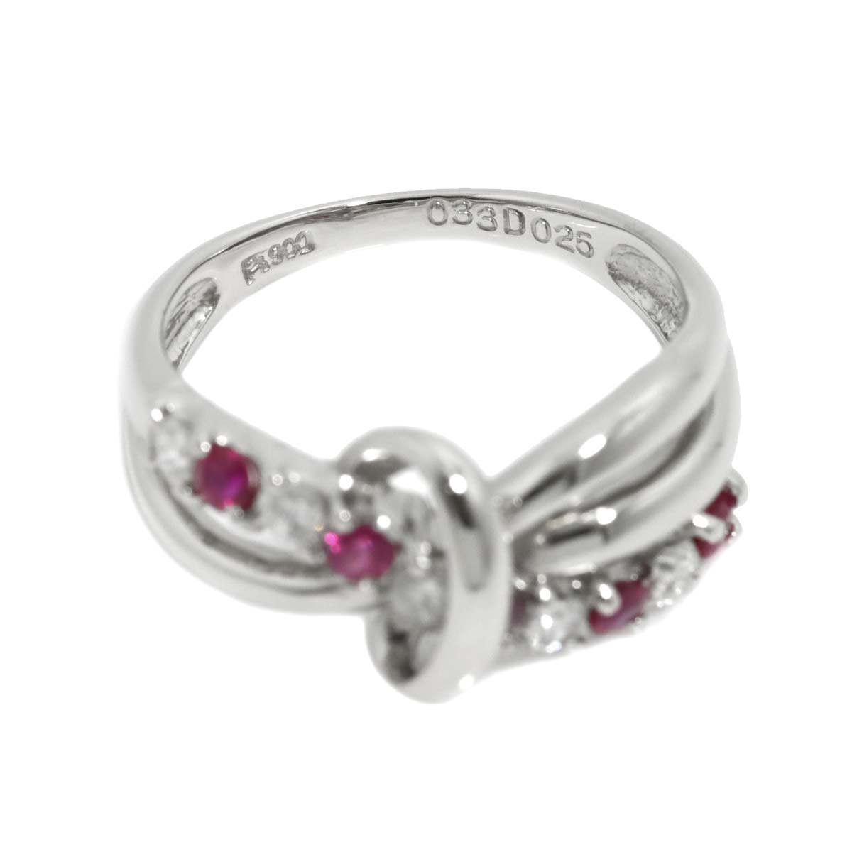 Ruby 0.33ct Diamond 0.25ct Ring Pt Platinum size6-6.25(US)