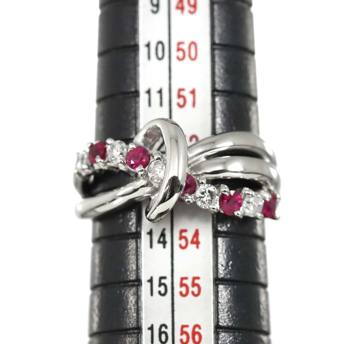 Ruby 0.33ct Diamond 0.25ct Ring Pt Platinum size6-6.25(US)