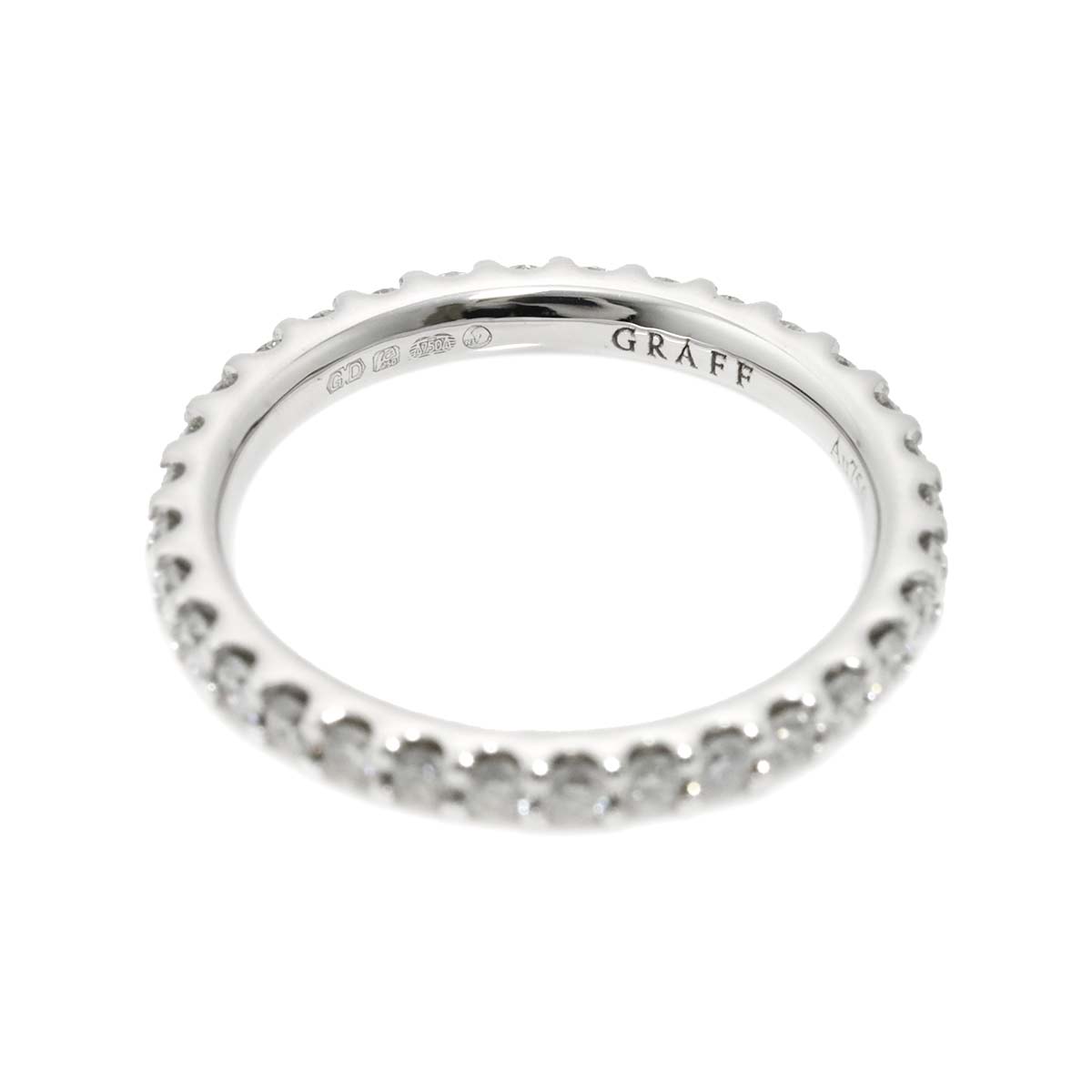 Full Pave Diamond Ring 18K WG 750 size3.75-4(US)