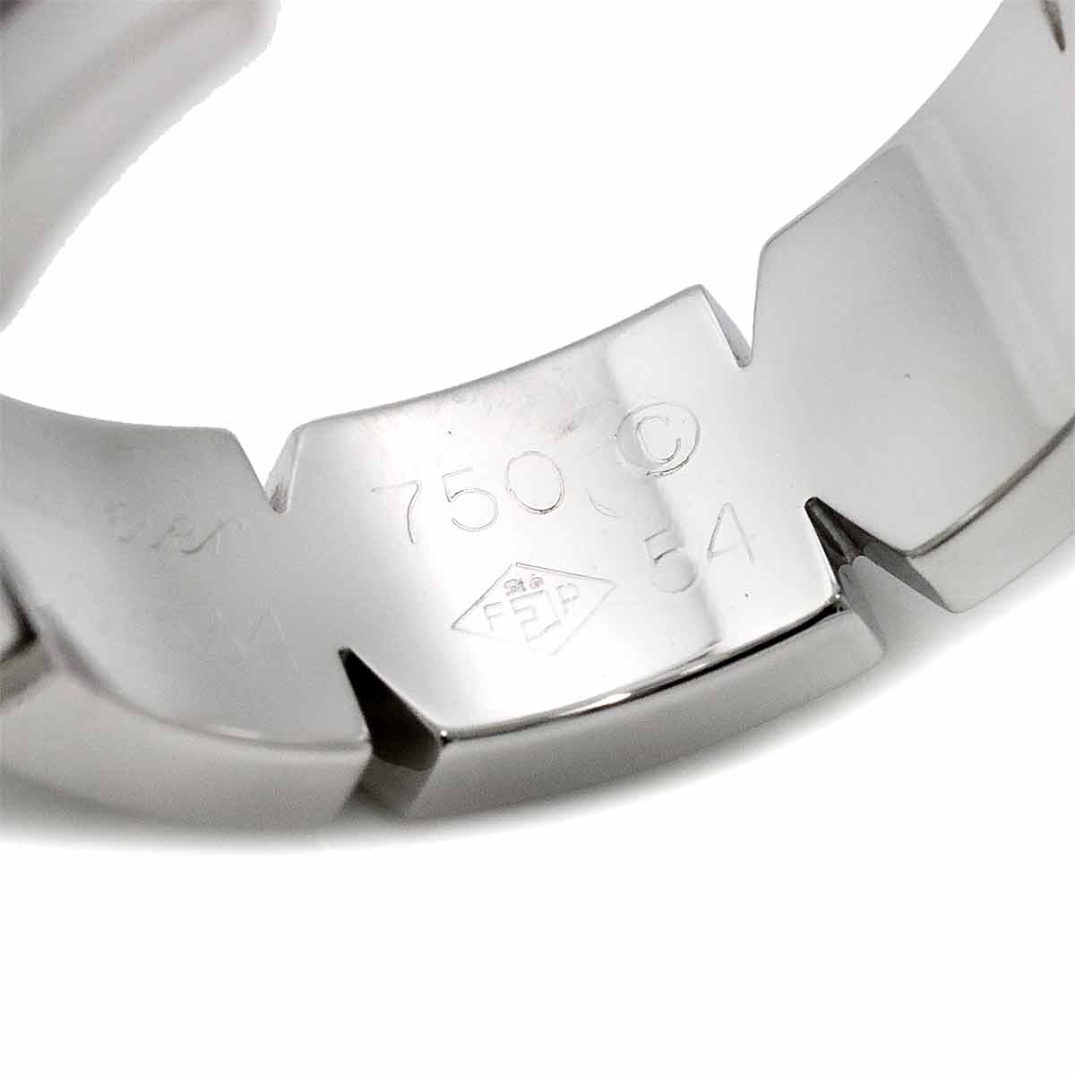 Tank Ring Diamond 18K White Gold 750 size54 6.5-6.75(US)