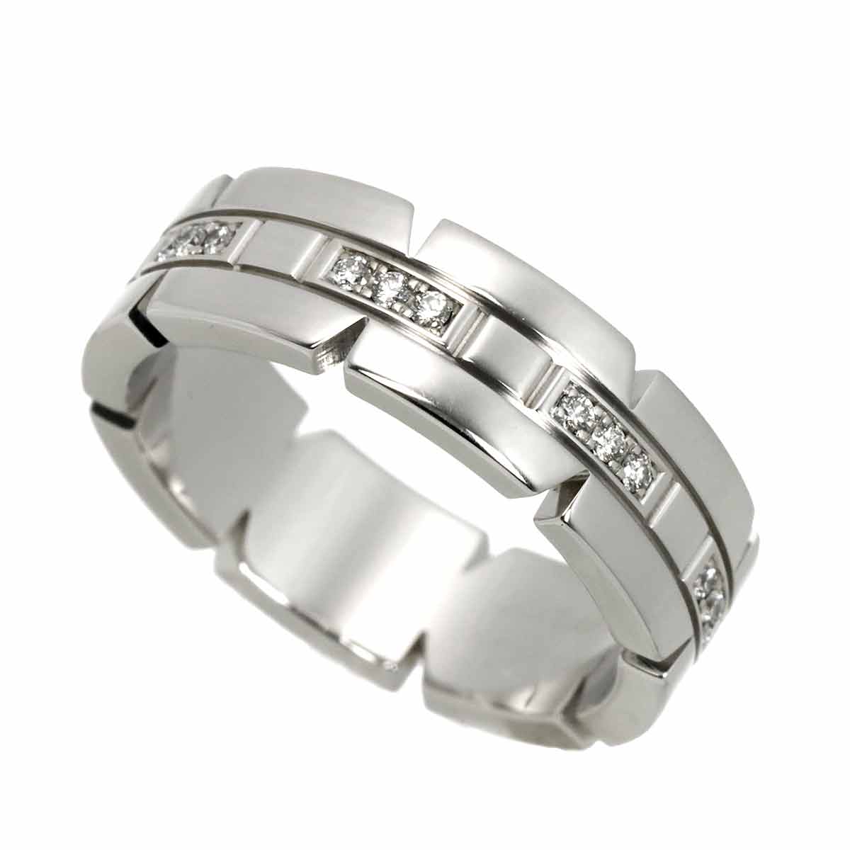 Tank Ring Diamond 18K White Gold 750 size54 6.5-6.75(US)