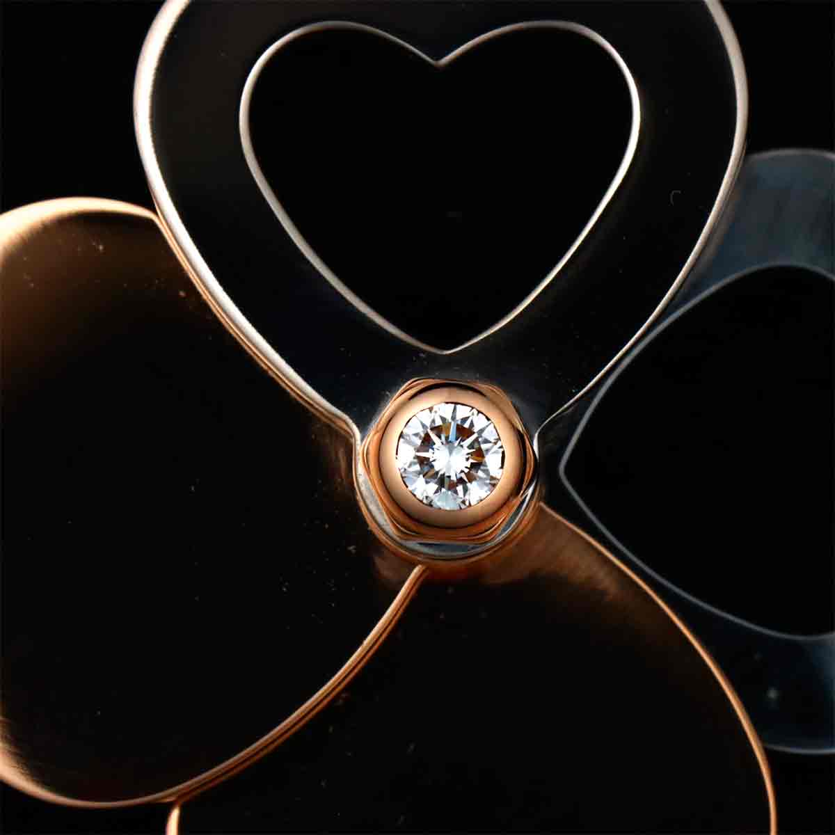 Heart Clover Diamond Pendant Top 18K PG WG 750