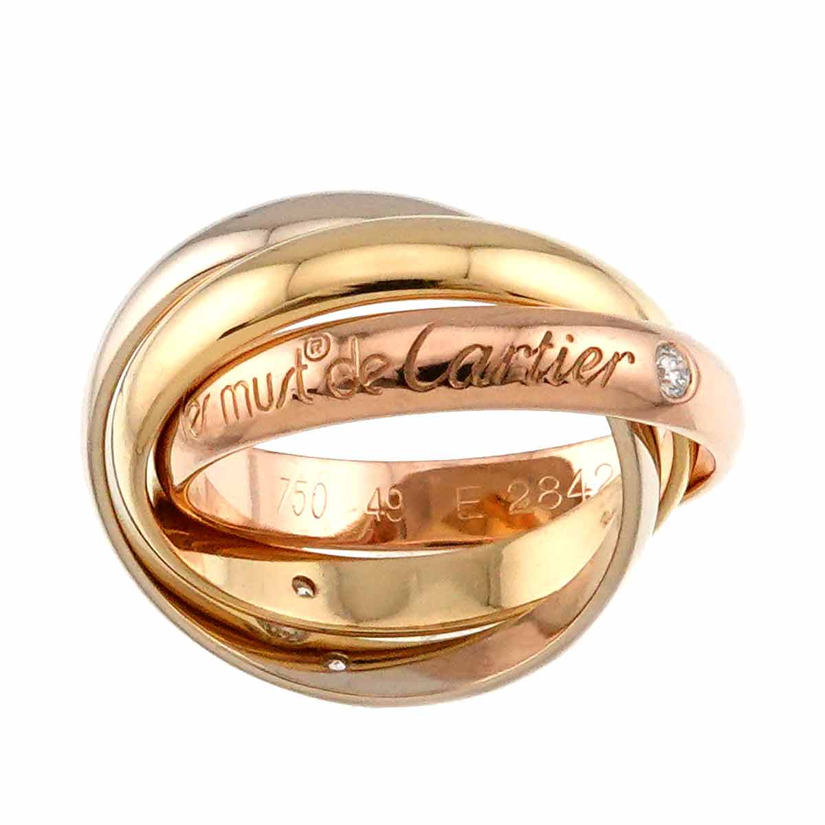 Trinity Diamond 3P Ring 18K YG WG PG 750 Size49 4.75-5(US)