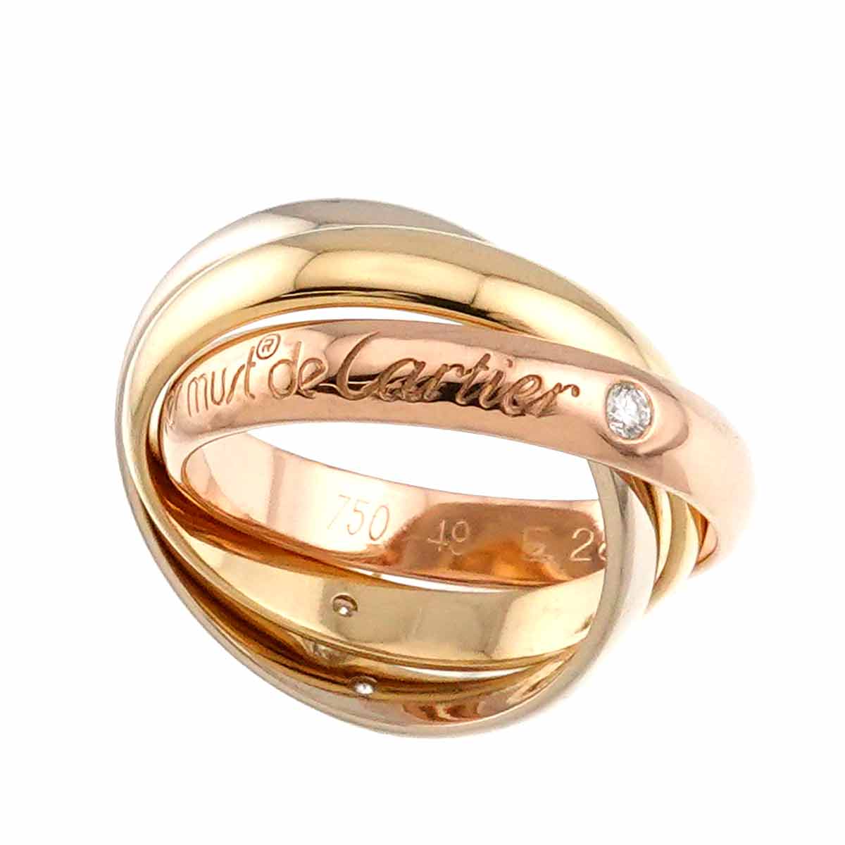 Trinity Diamond 3P Ring 18K YG WG PG 750 Size49 4.75-5(US)