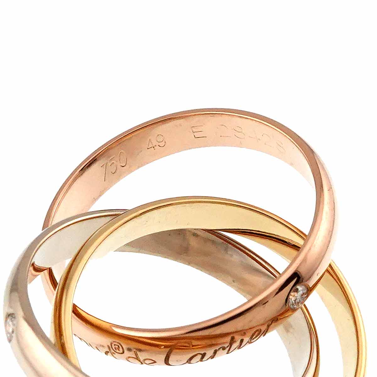 Trinity Diamond 3P Ring 18K YG WG PG 750 Size49 4.75-5(US)