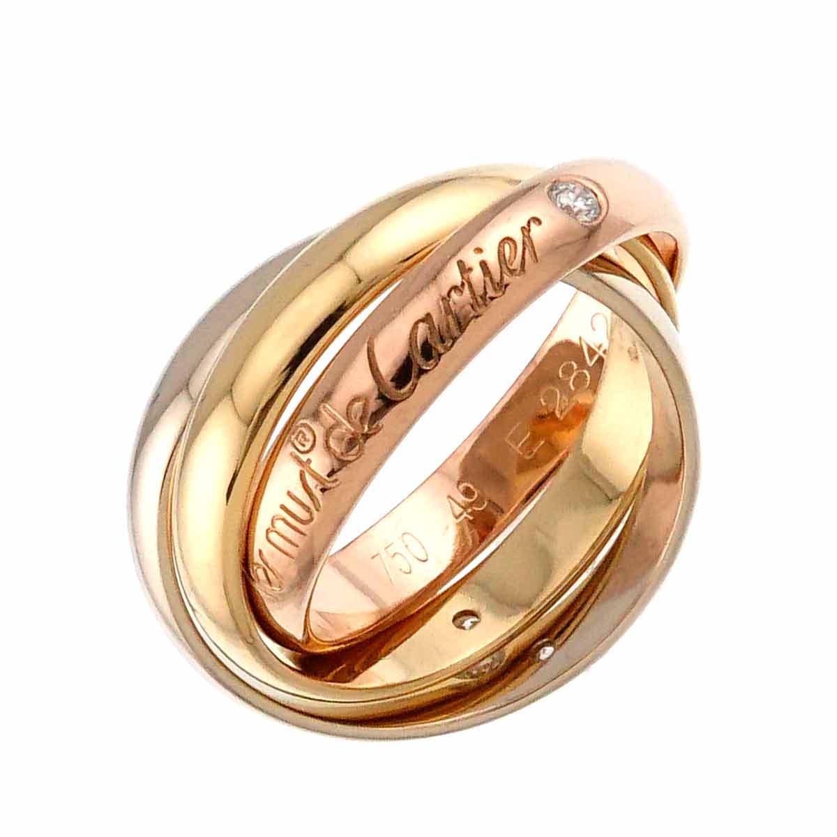 Trinity Diamond 3P Ring 18K YG WG PG 750 Size49 4.75-5(US)