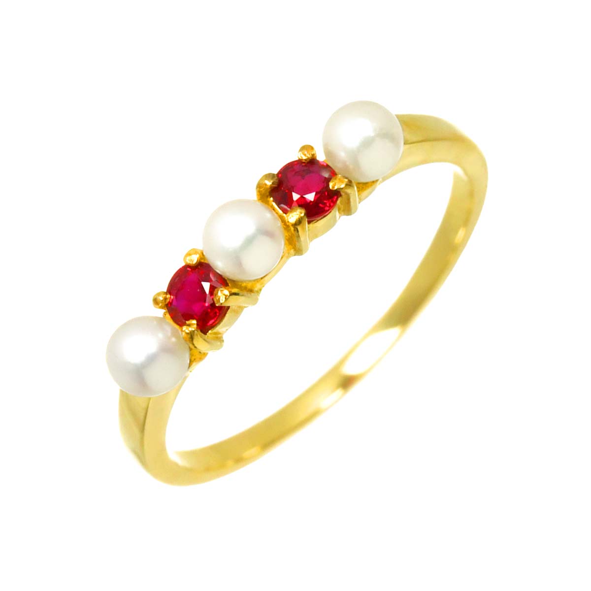Akoya Pearl 3.2mm Ruby Ring 18K YG 750 Size5.75-6(US)
