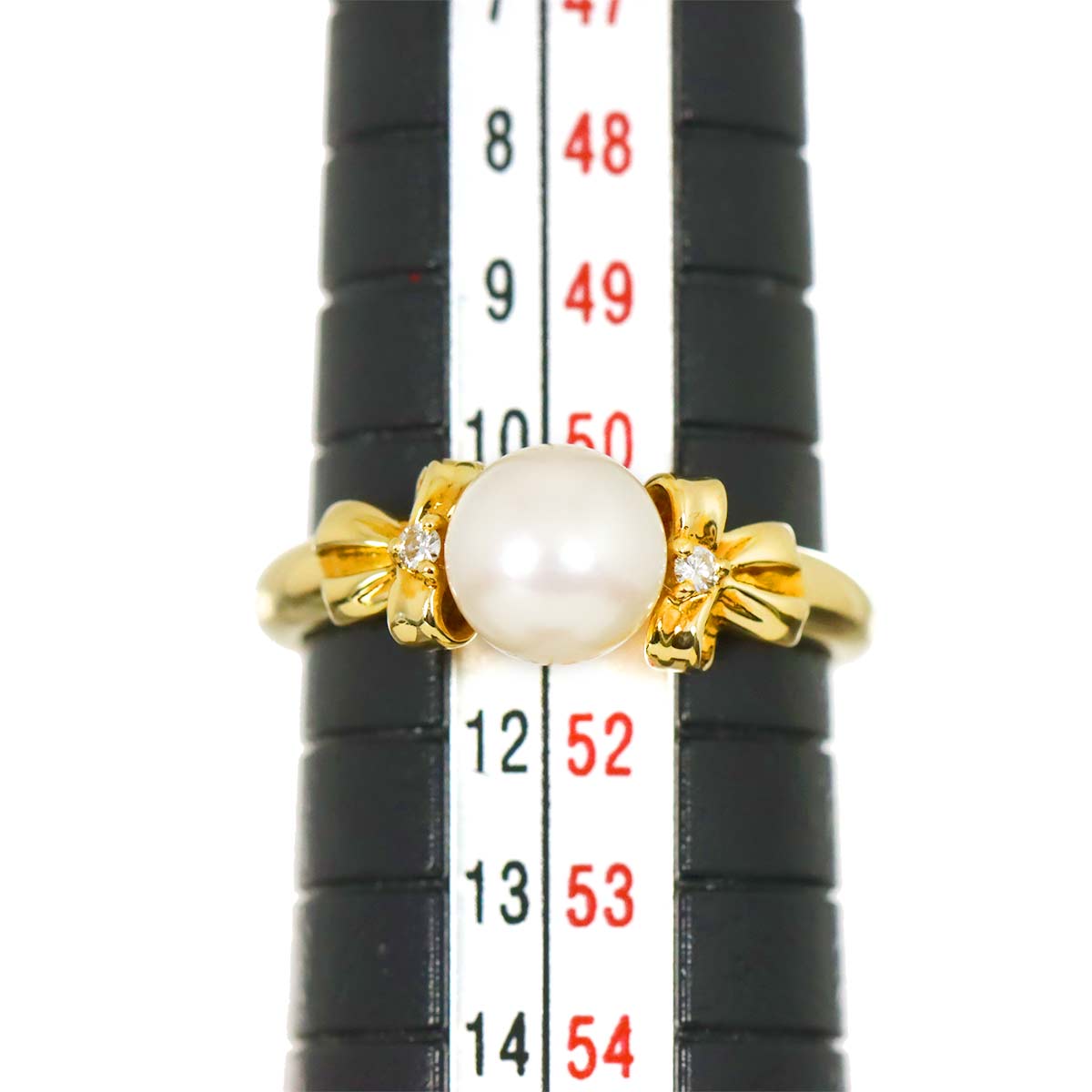 Akoya pearl 6.6mm Diamond 0.02ct Ring 18K YG 750 5.5-5.75(US)