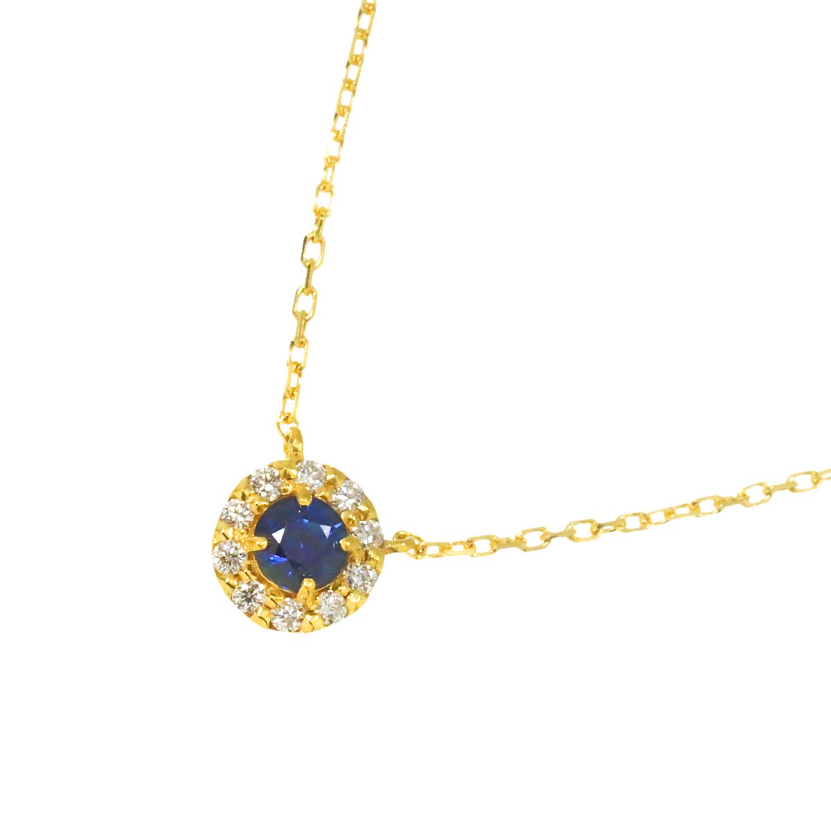 Sapphire Diamond Necklace 18K Yellow Gold 750