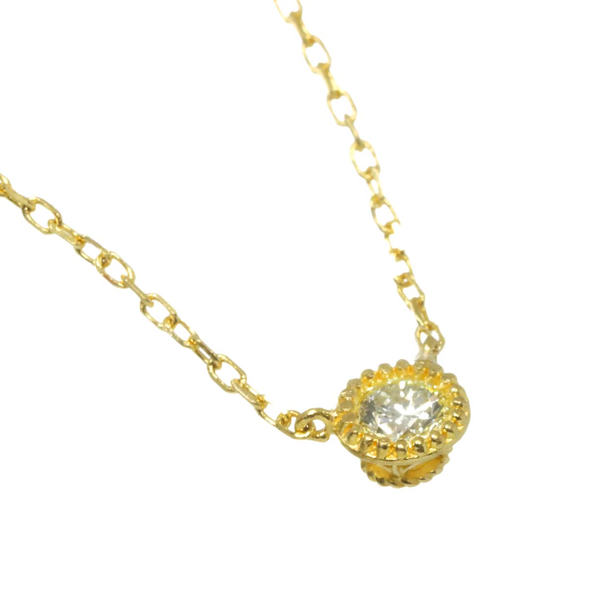 Diamond 0.10ct Necklace 18K YG Yellow Gold 750