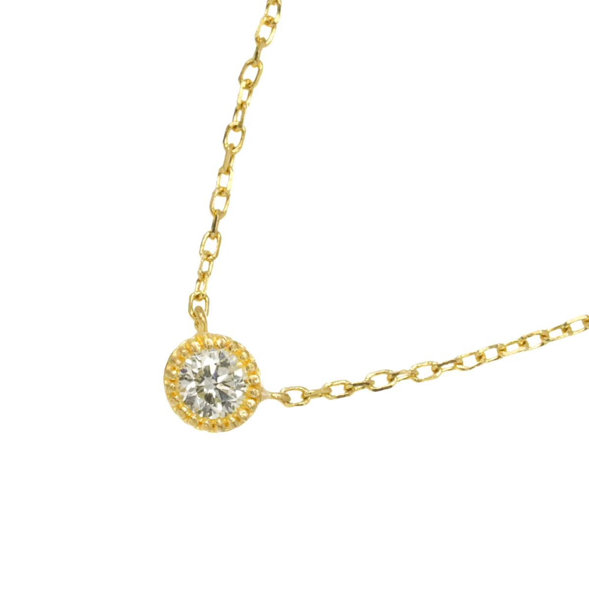 Diamond 0.10ct Necklace 18K YG Yellow Gold 750