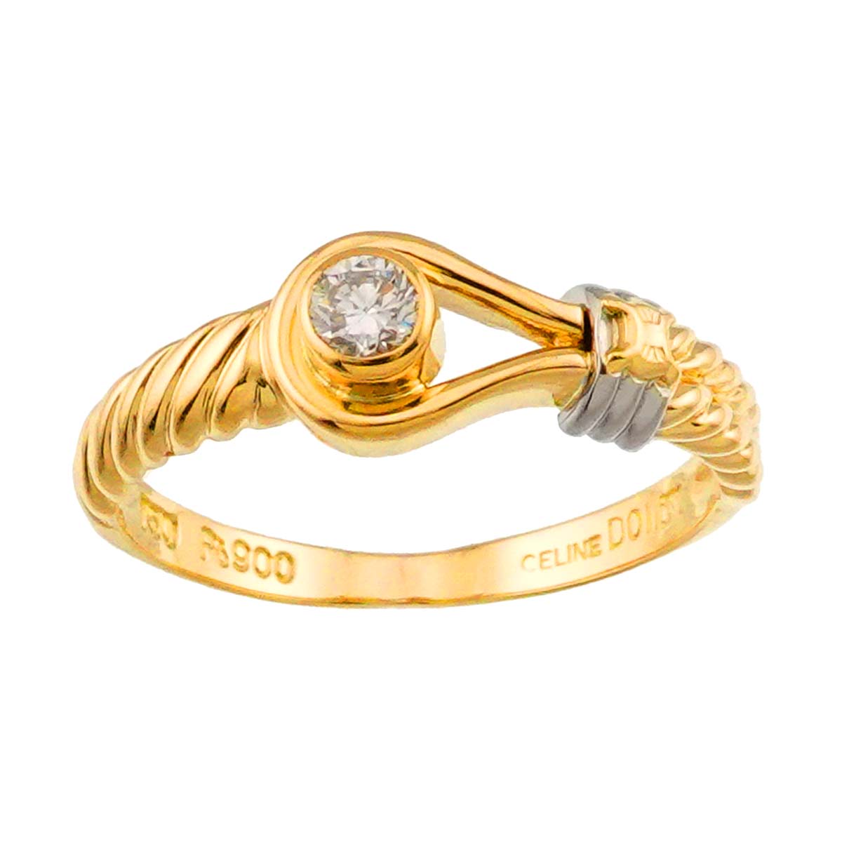 Diamond 0.11ct Ring 18K YG 750 Pt size6.25-6.5(US)