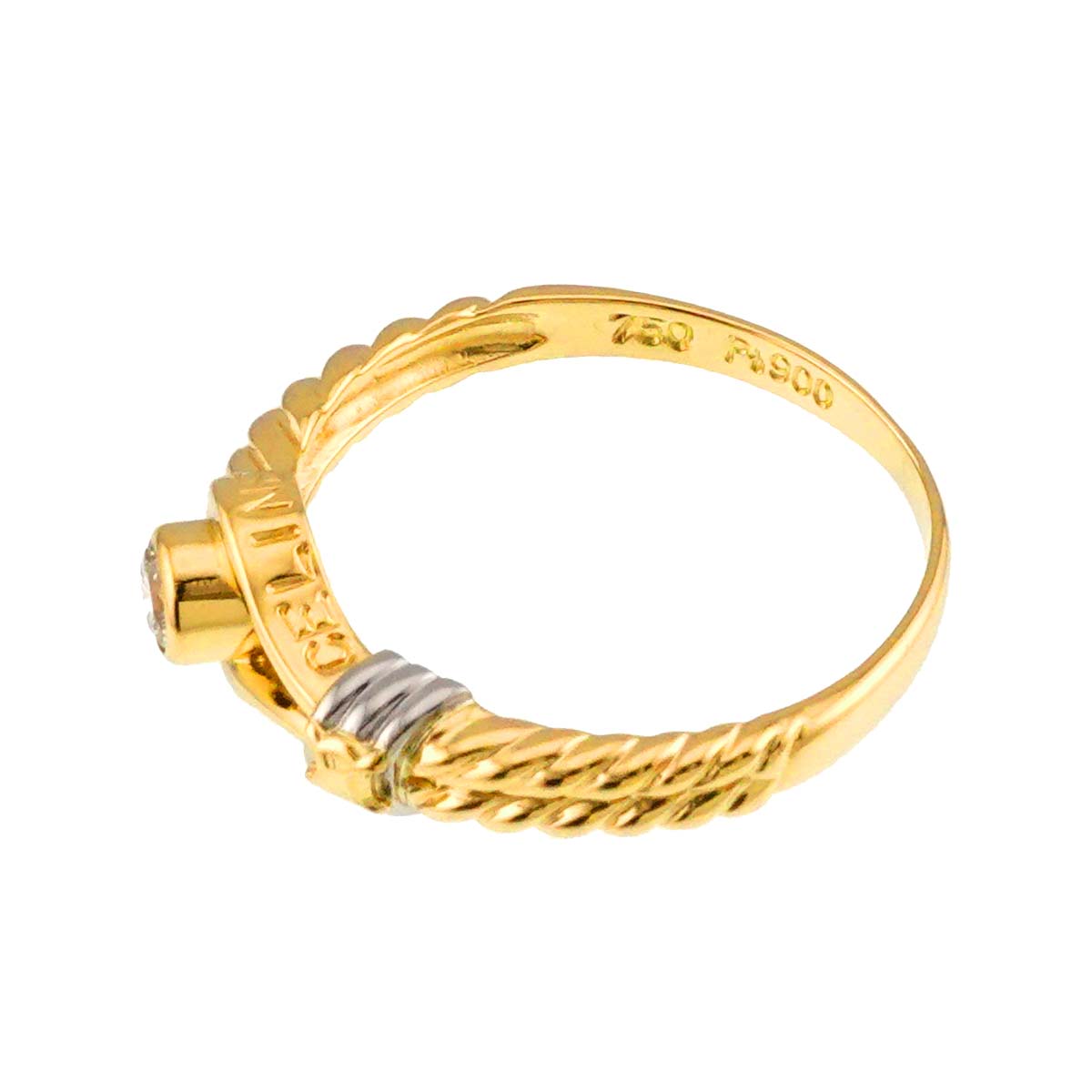 Diamond 0.11ct Ring 18K YG 750 Pt size6.25-6.5(US)