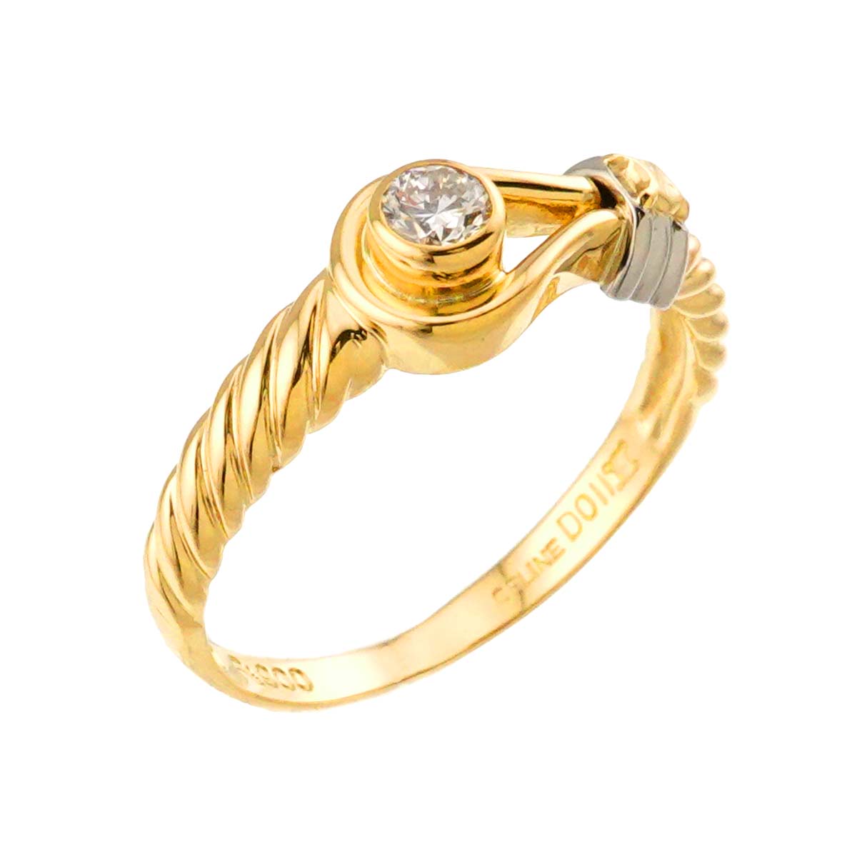 Diamond 0.11ct Ring 18K YG 750 Pt size6.25-6.5(US)