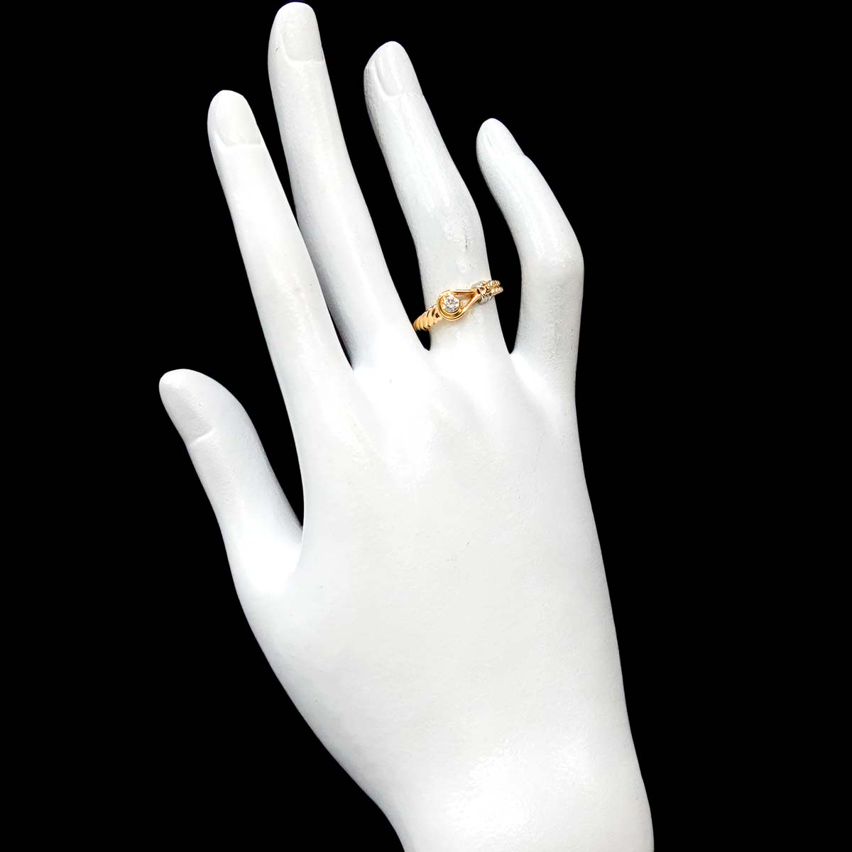 Diamond 0.11ct Ring 18K YG 750 Pt size6.25-6.5(US)