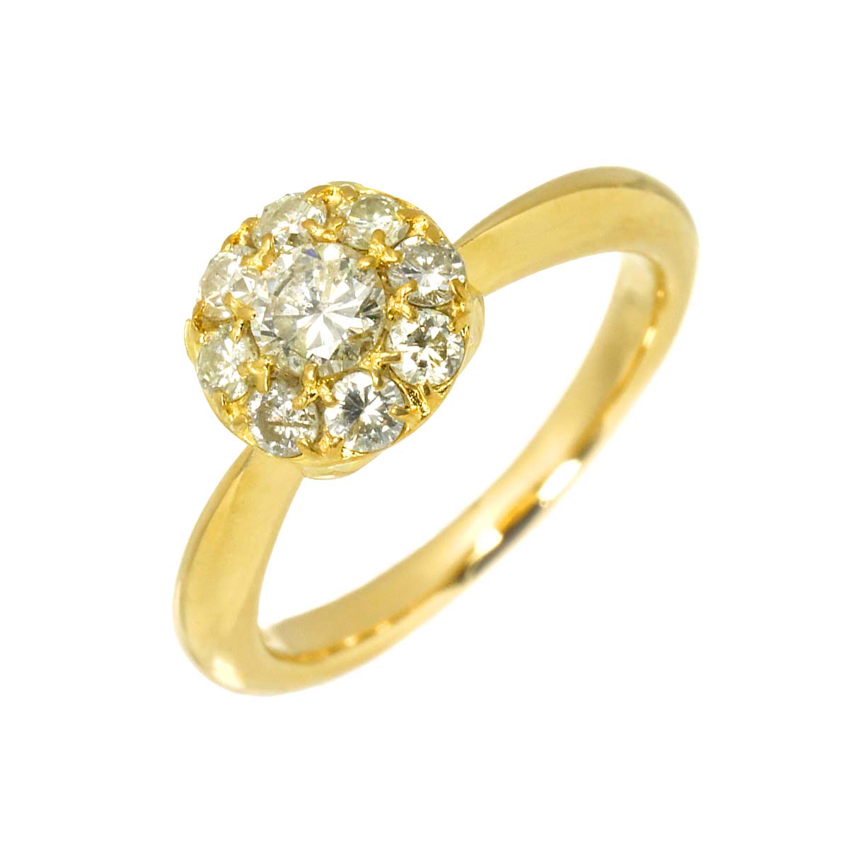 Diamond 0.64ct Ring 18K YG Yellow Gold 750 4.75-5(US)
