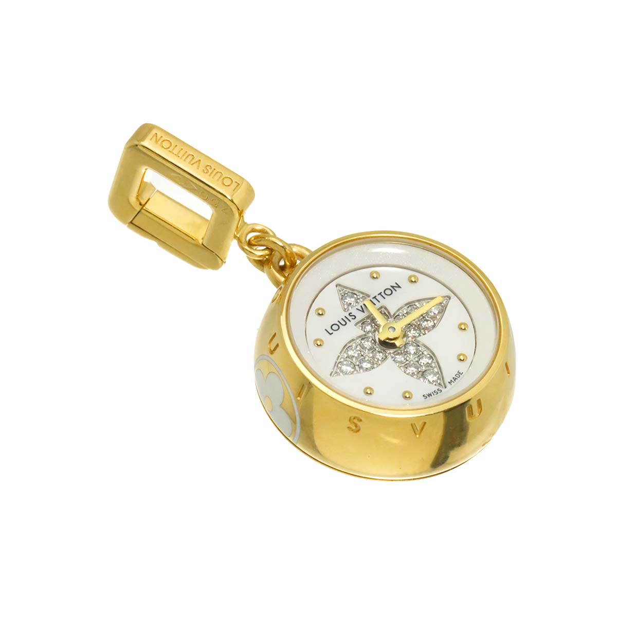 Tambour Diamond MOP Watch Charm Pendant Top 18K YG 750