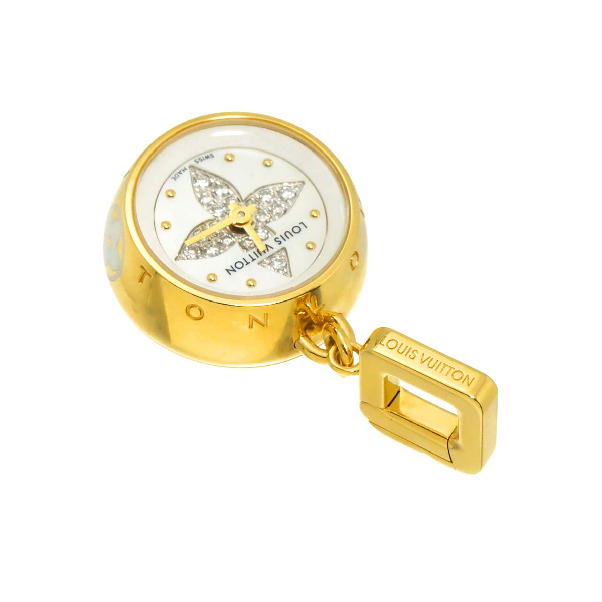 Tambour Diamond MOP Watch Charm Pendant Top 18K YG 750