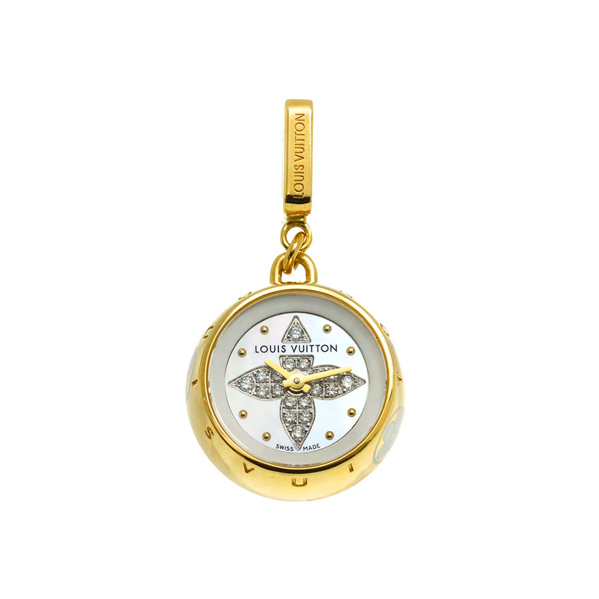 Tambour Diamond MOP Watch Charm Pendant Top 18K YG 750