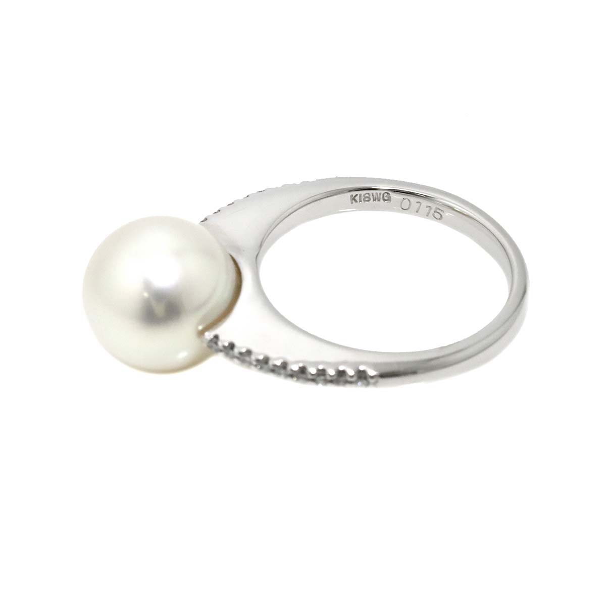 Akoya Pearl 9.8mm Diamond 0.115ct Ring 18K WG 750 4.5-4.75(US)