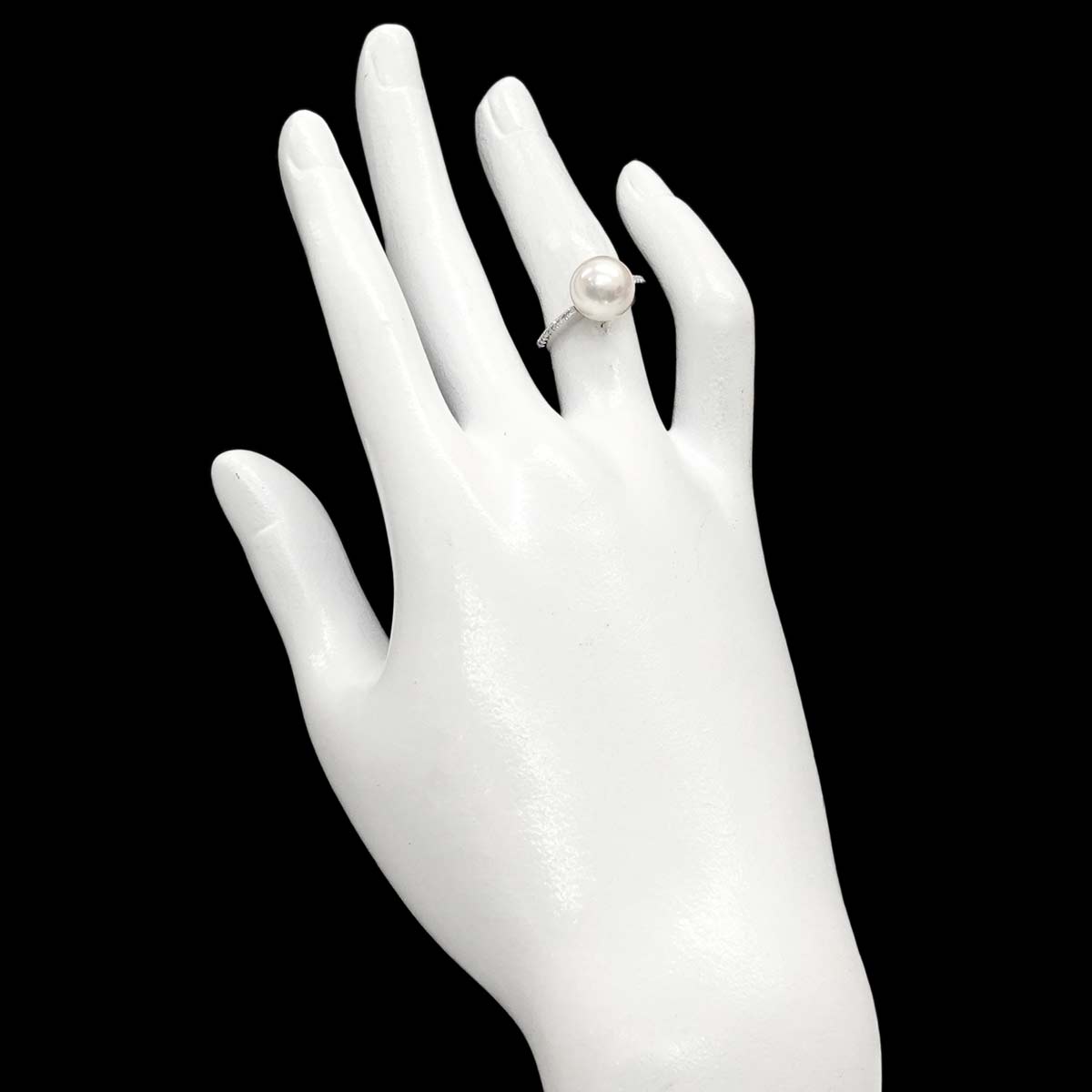 Akoya Pearl 9.8mm Diamond 0.115ct Ring 18K WG 750 4.5-4.75(US)