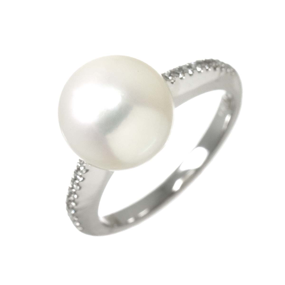 Akoya Pearl 9.8mm Diamond 0.115ct Ring 18K WG 750 4.5-4.75(US)