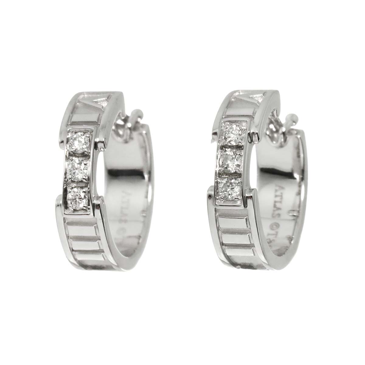 Atlas Diamond Earrings Pierced 18K White Gold 750