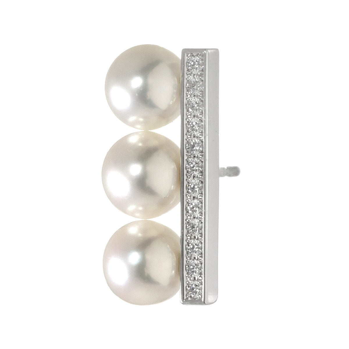 Balance Akoya Pearl Diamond 0.09ct Earring 18K WG One Piece only