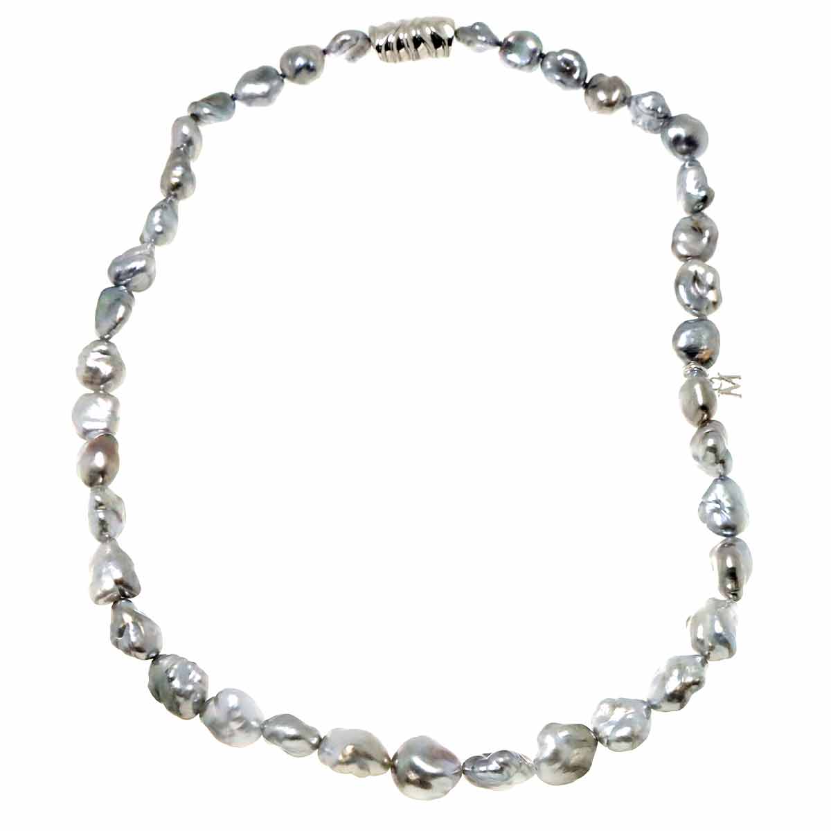 Baroque Pearl Necklace 18K White Gold 750