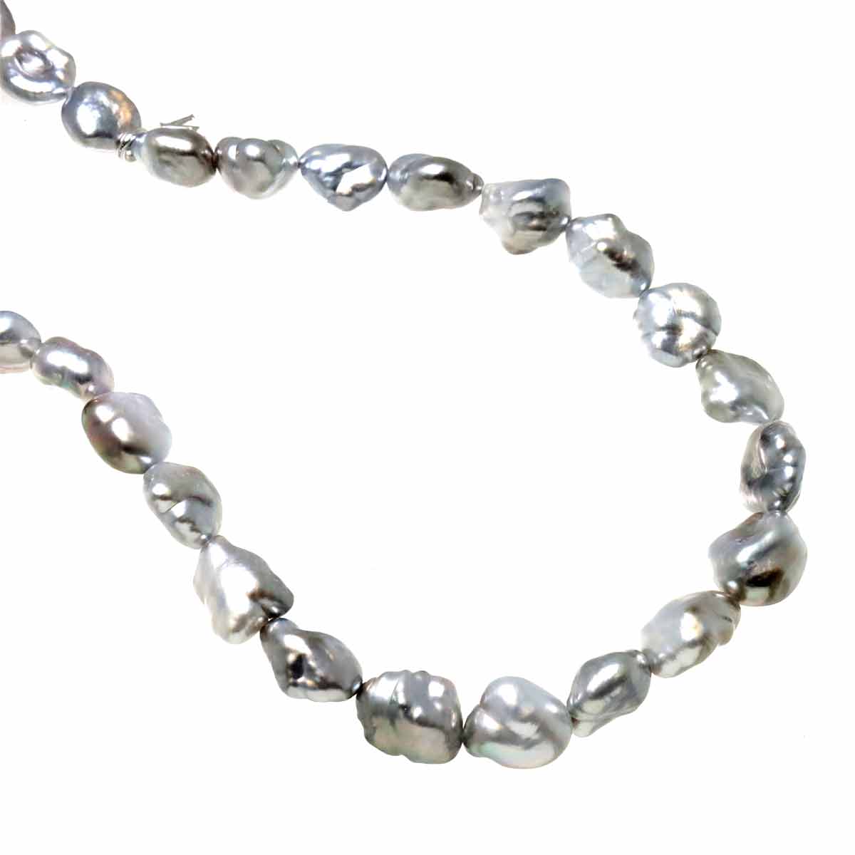Baroque Pearl Necklace 18K White Gold 750