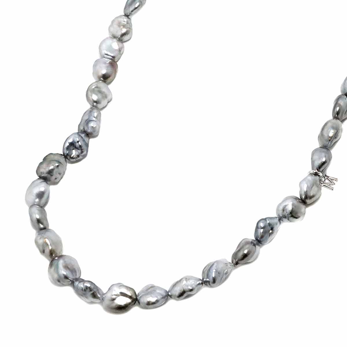 Baroque Pearl Necklace 18K White Gold 750