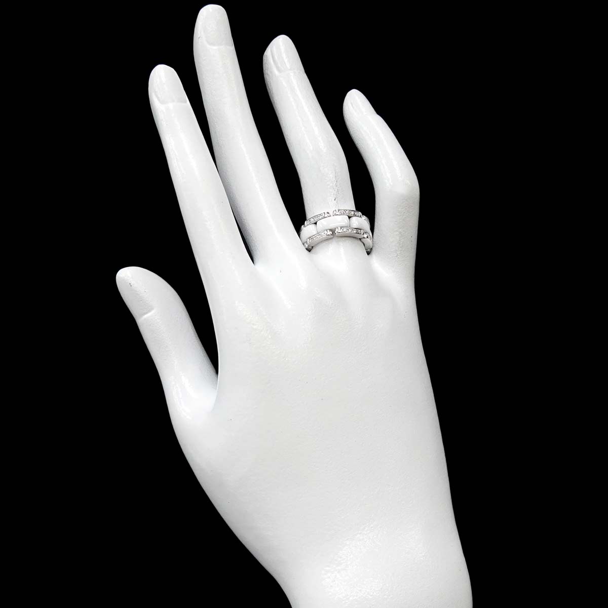 ULTRA MM Diamond Ring Ceramic 18K WG 750 Size57 7.75-8(US)