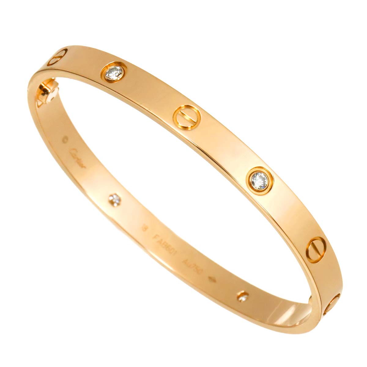 Love Bracelet Bangle Diamond 4P 18K Pink Gold 750 Size18