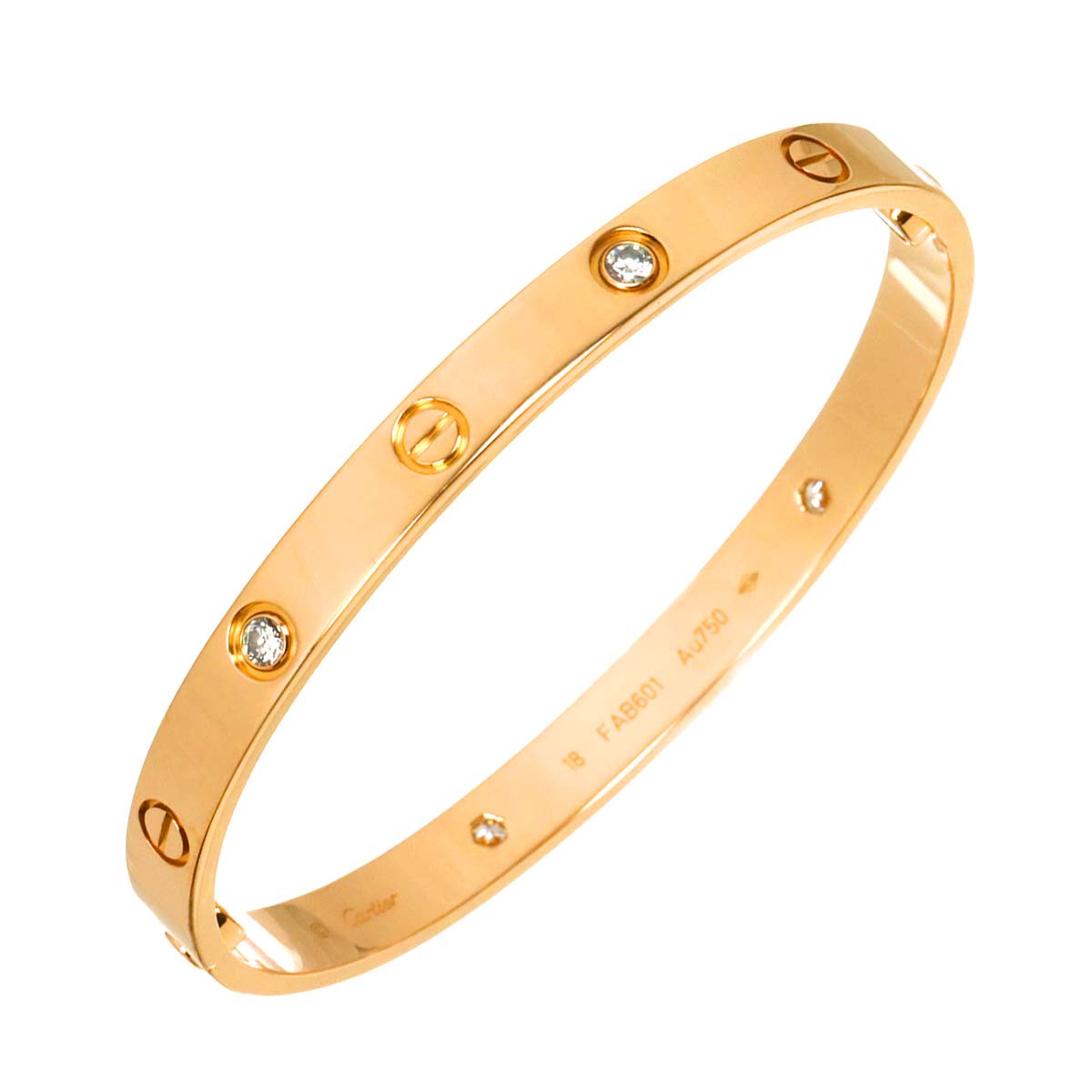 Love Bracelet Bangle Diamond 4P 18K Pink Gold 750 Size18