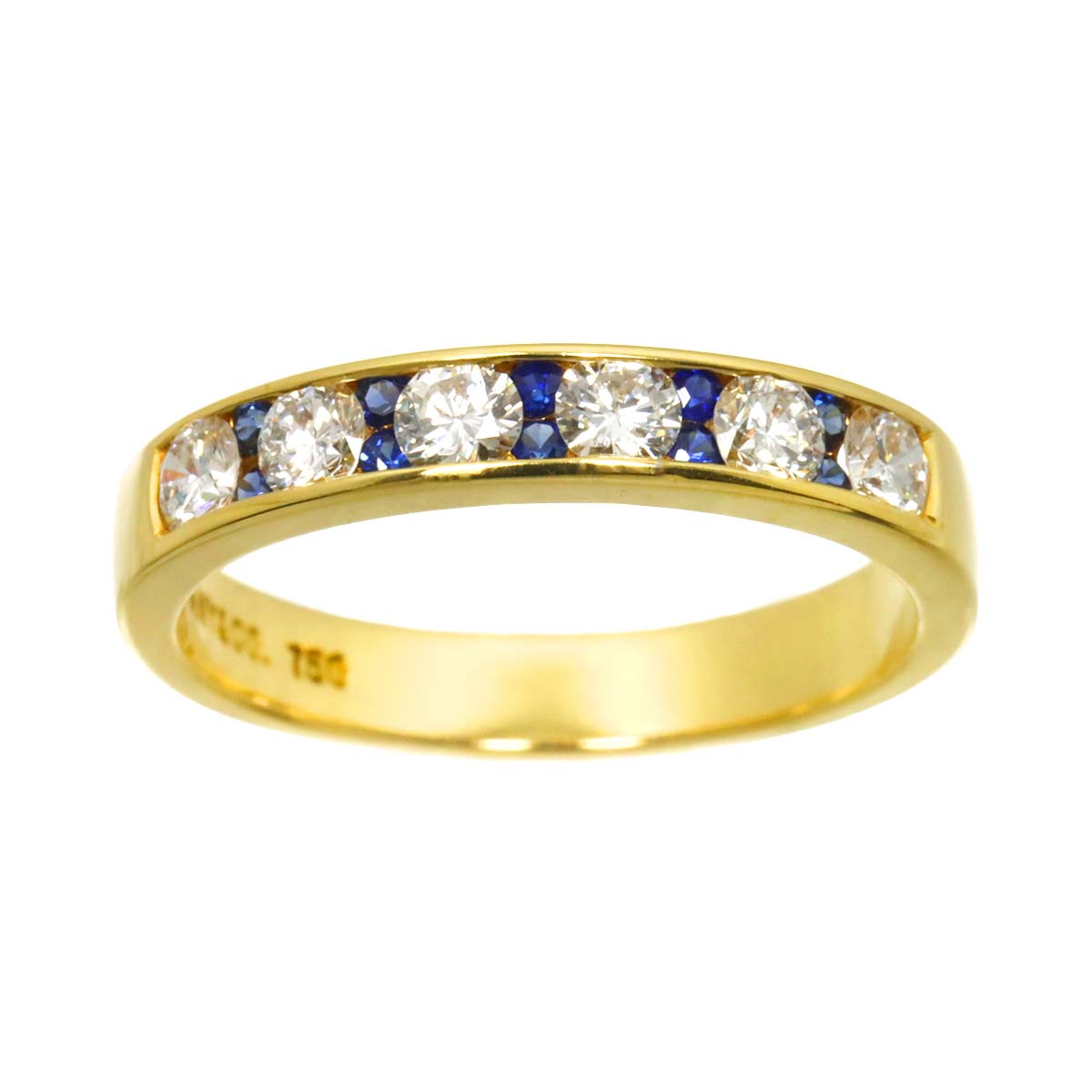 Sapphire Diamond Ring 18K YG 750 size5.75-6(US)