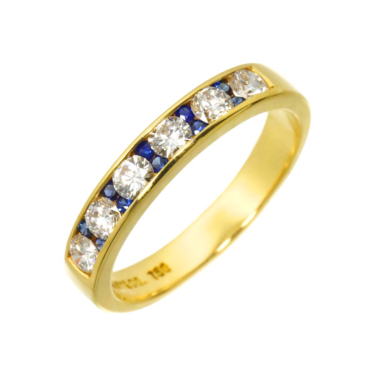 Sapphire Diamond Ring 18K YG 750 size5.75-6(US)