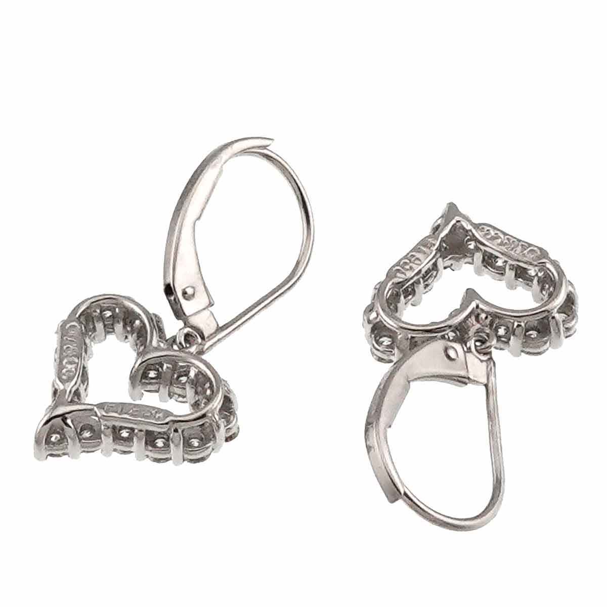 Sentimental Heart Diamond Earrings Pierced Pt