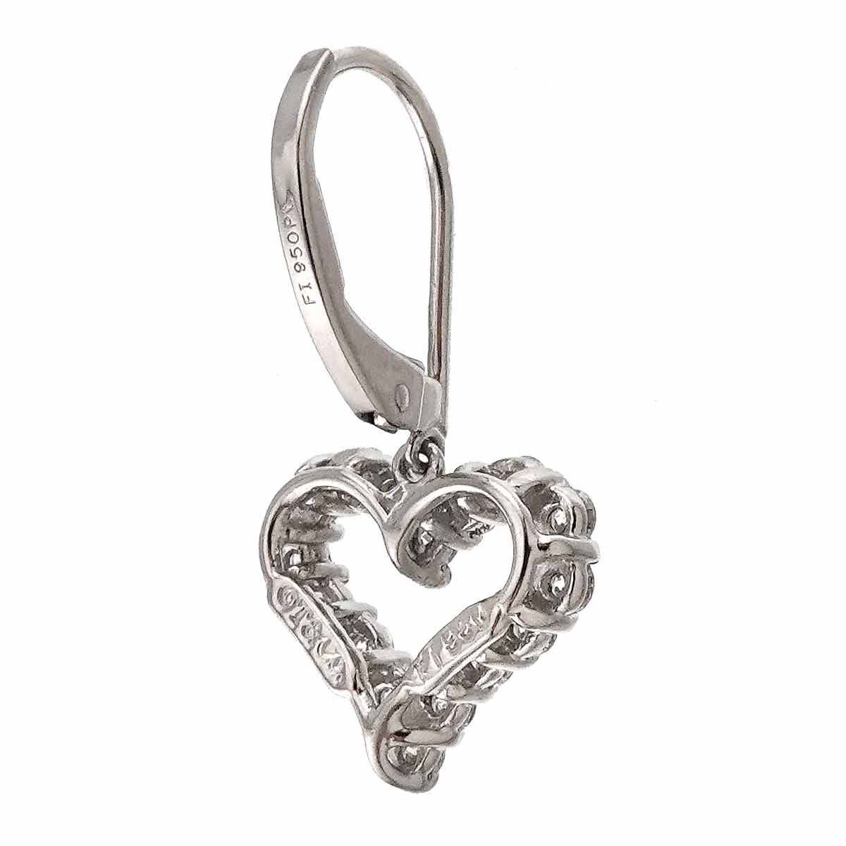 Sentimental Heart Diamond Earrings Pierced Pt