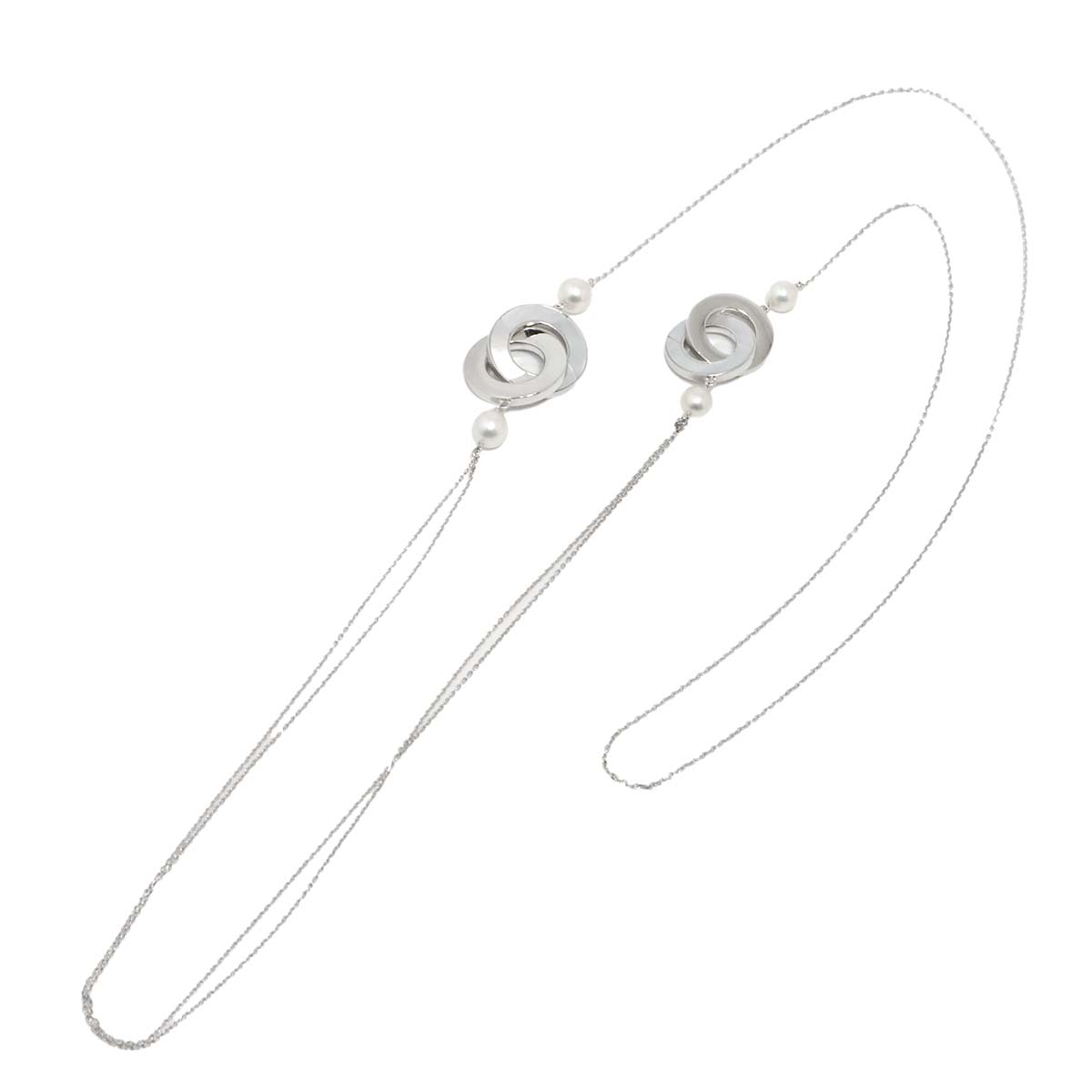 MOP Akoya Pearl 7.1-6.3mm Diamond 0.01ct Necklace 18K WG 750