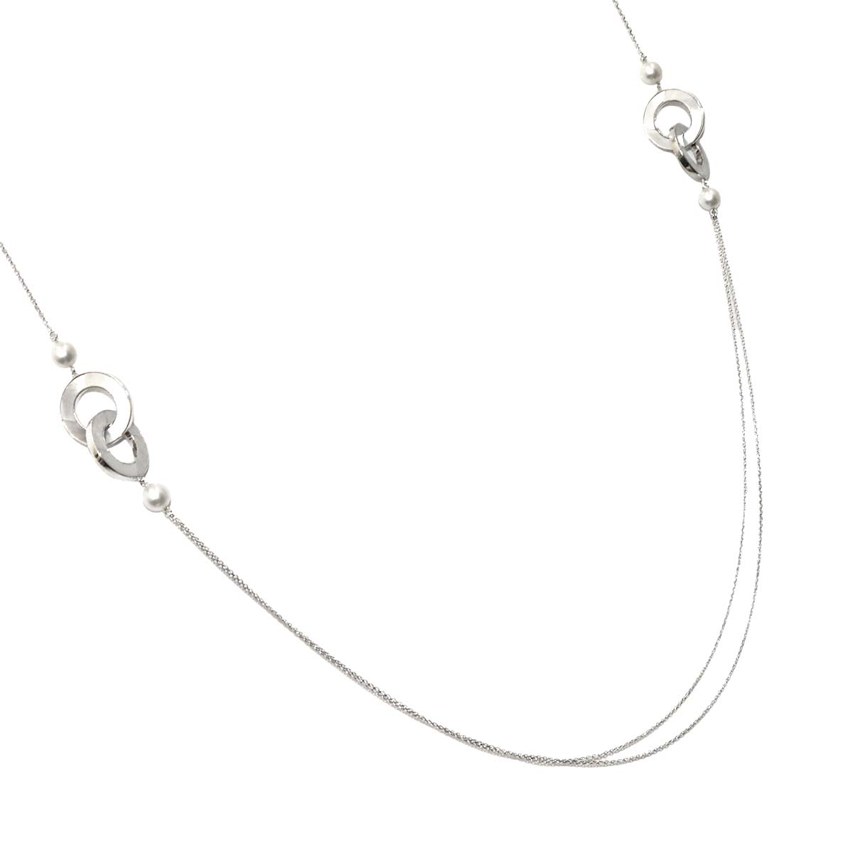 MOP Akoya Pearl 7.1-6.3mm Diamond 0.01ct Necklace 18K WG 750