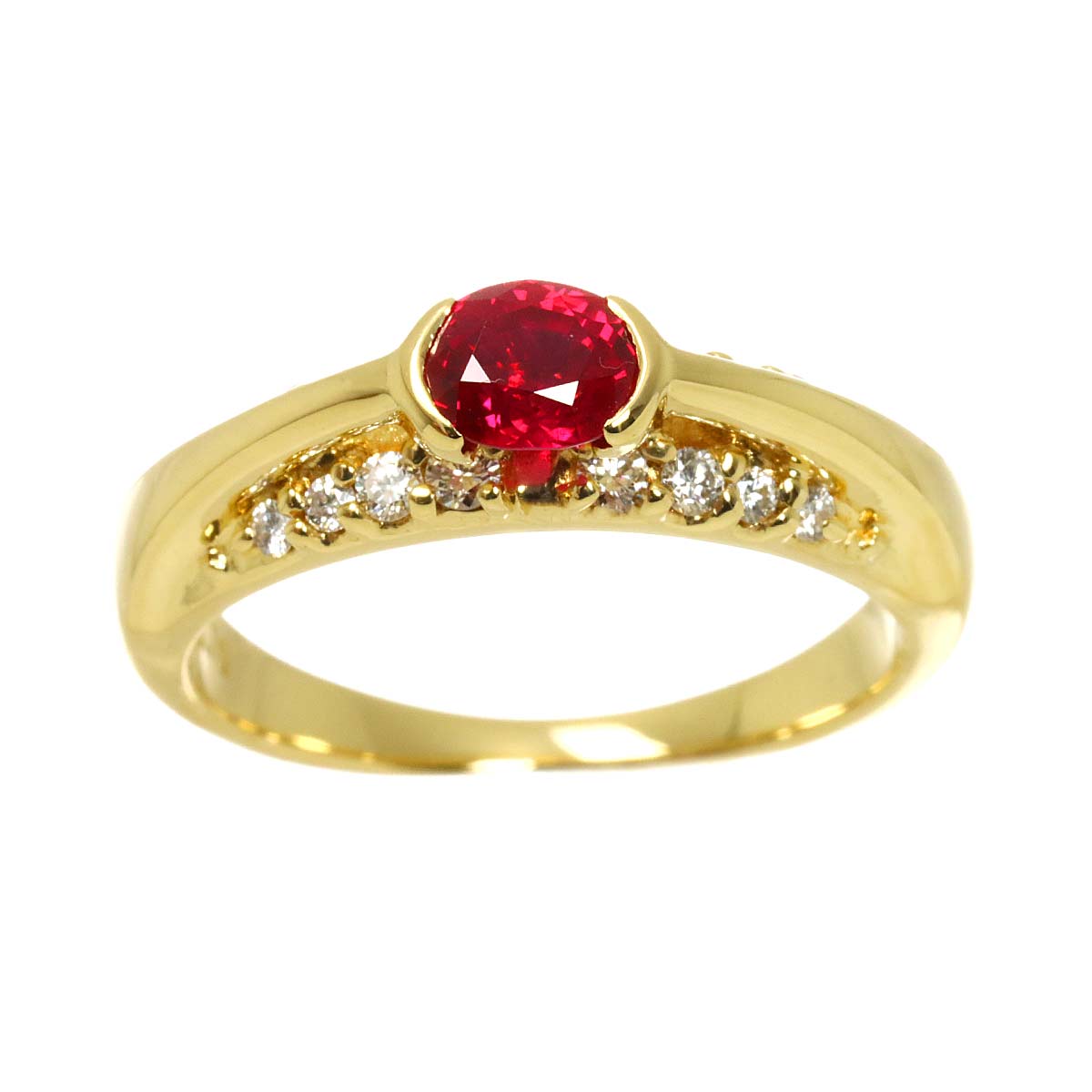 Ruby 0.70ct Diamond 0.23ct Ring 18K YG 750 size6.75(US)