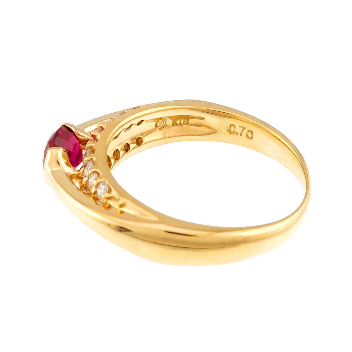 Ruby 0.70ct Diamond 0.23ct Ring 18K YG 750 size6.75(US)