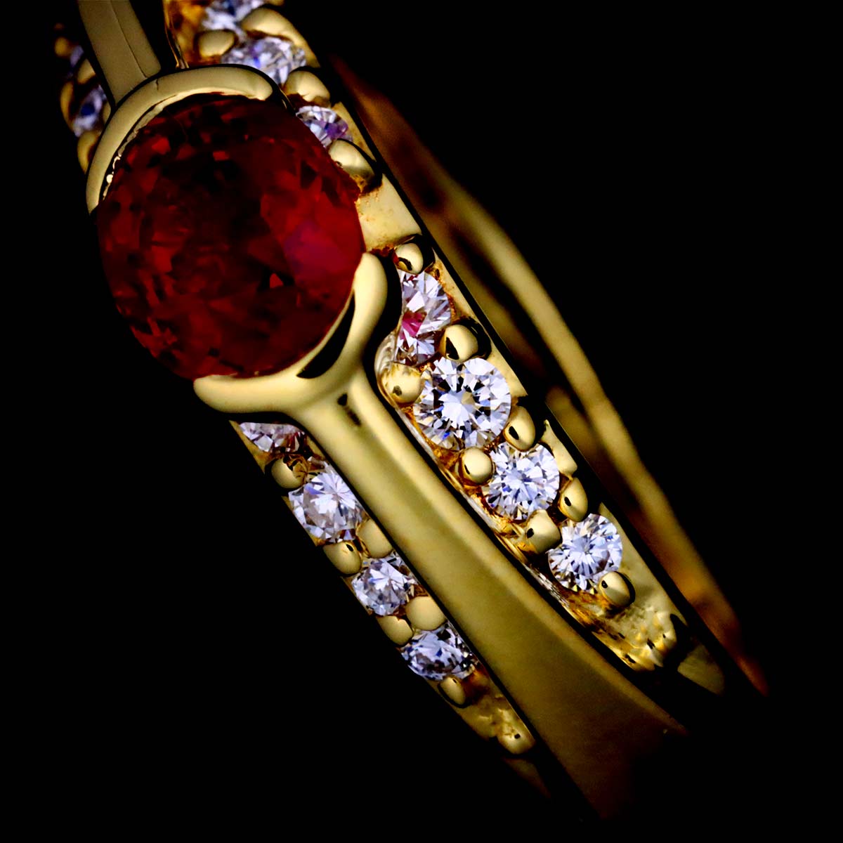 Ruby 0.70ct Diamond 0.23ct Ring 18K YG 750 size6.75(US)