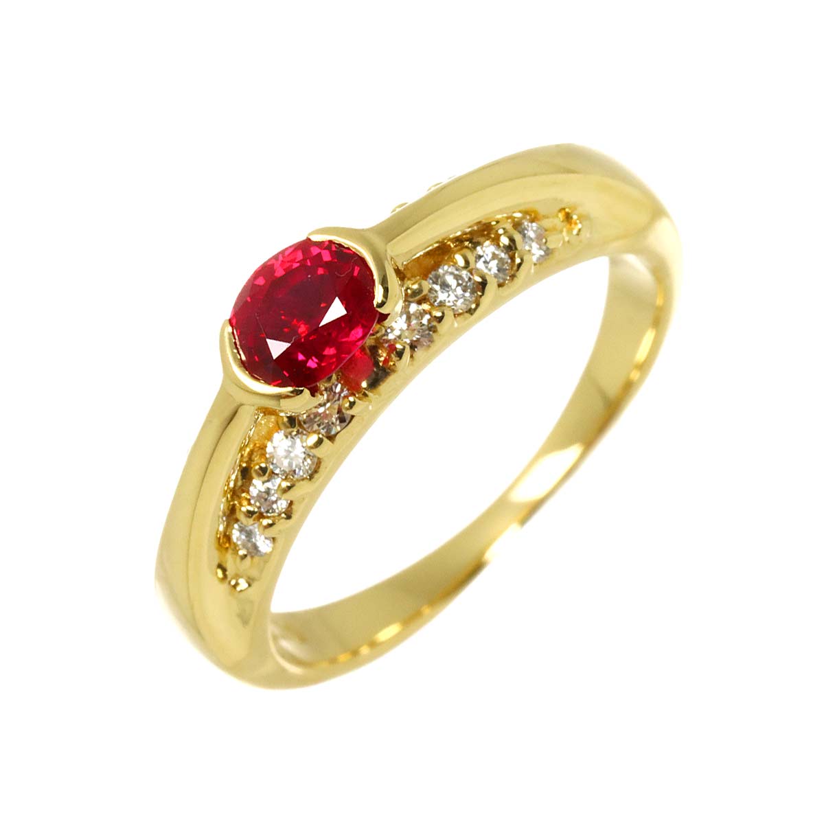Ruby 0.70ct Diamond 0.23ct Ring 18K YG 750 size6.75(US)