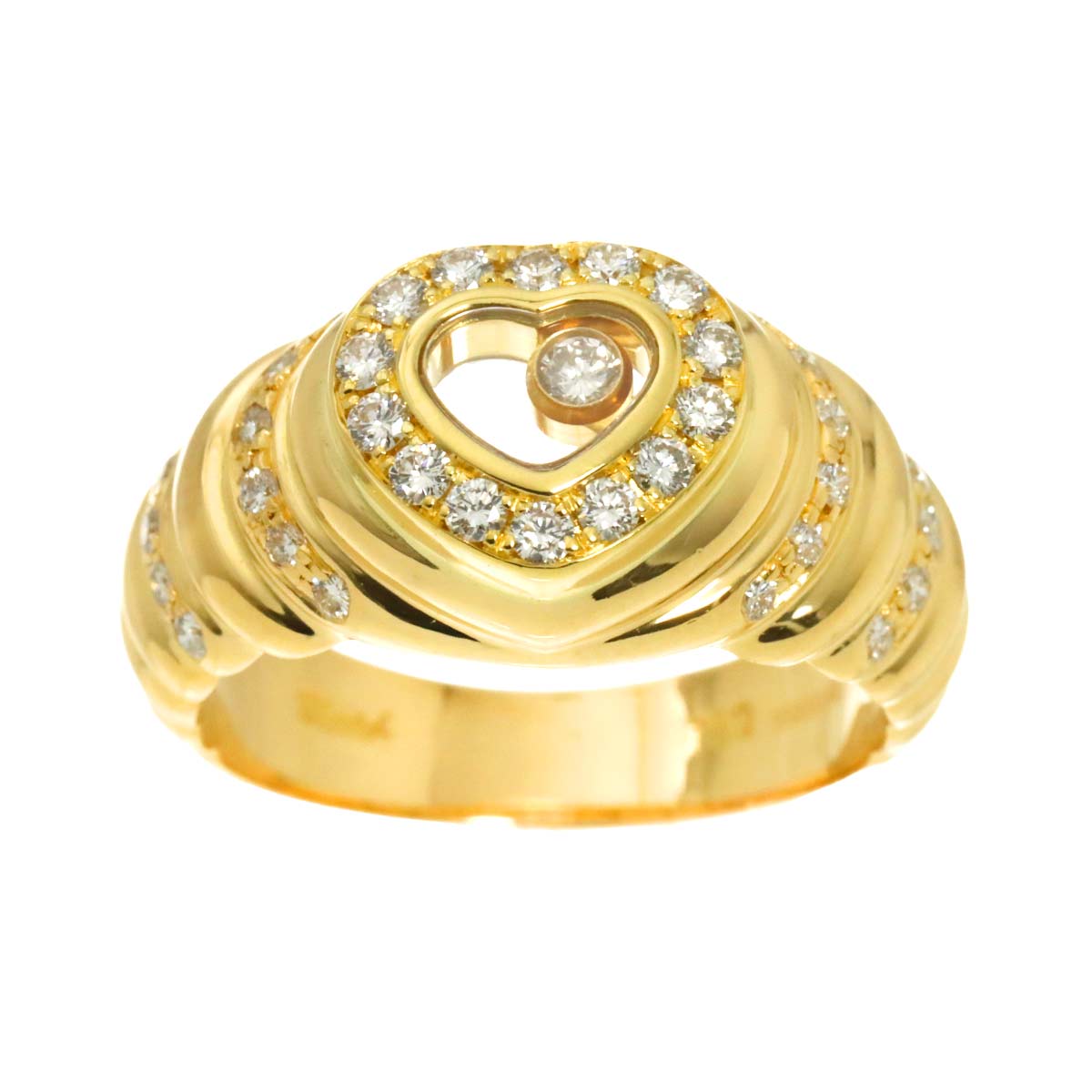 Happy Heart Diamond Ring 18K YG 750 Size6.5-6.75(US)