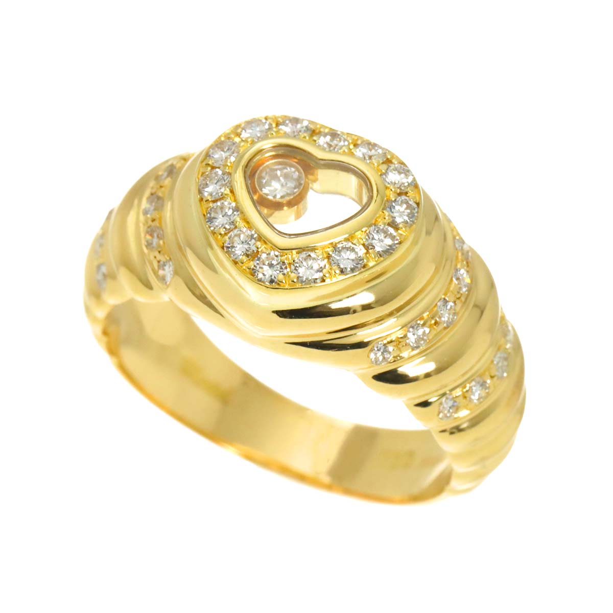 Happy Heart Diamond Ring 18K YG 750 Size6.5-6.75(US)