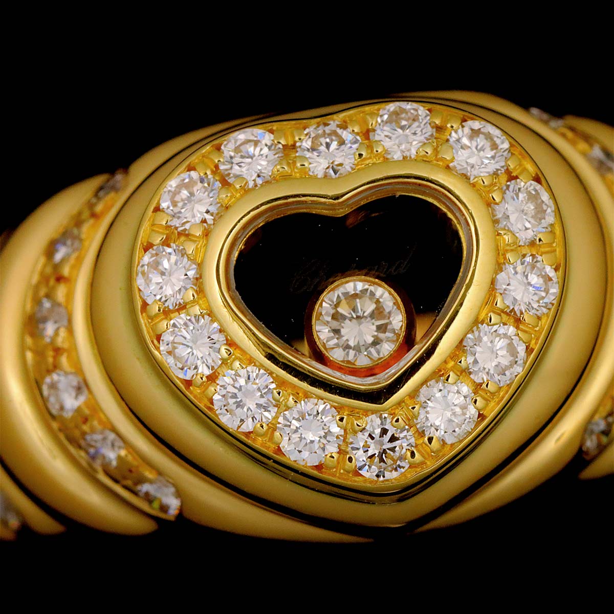 Happy Heart Diamond Ring 18K YG 750 Size6.5-6.75(US)