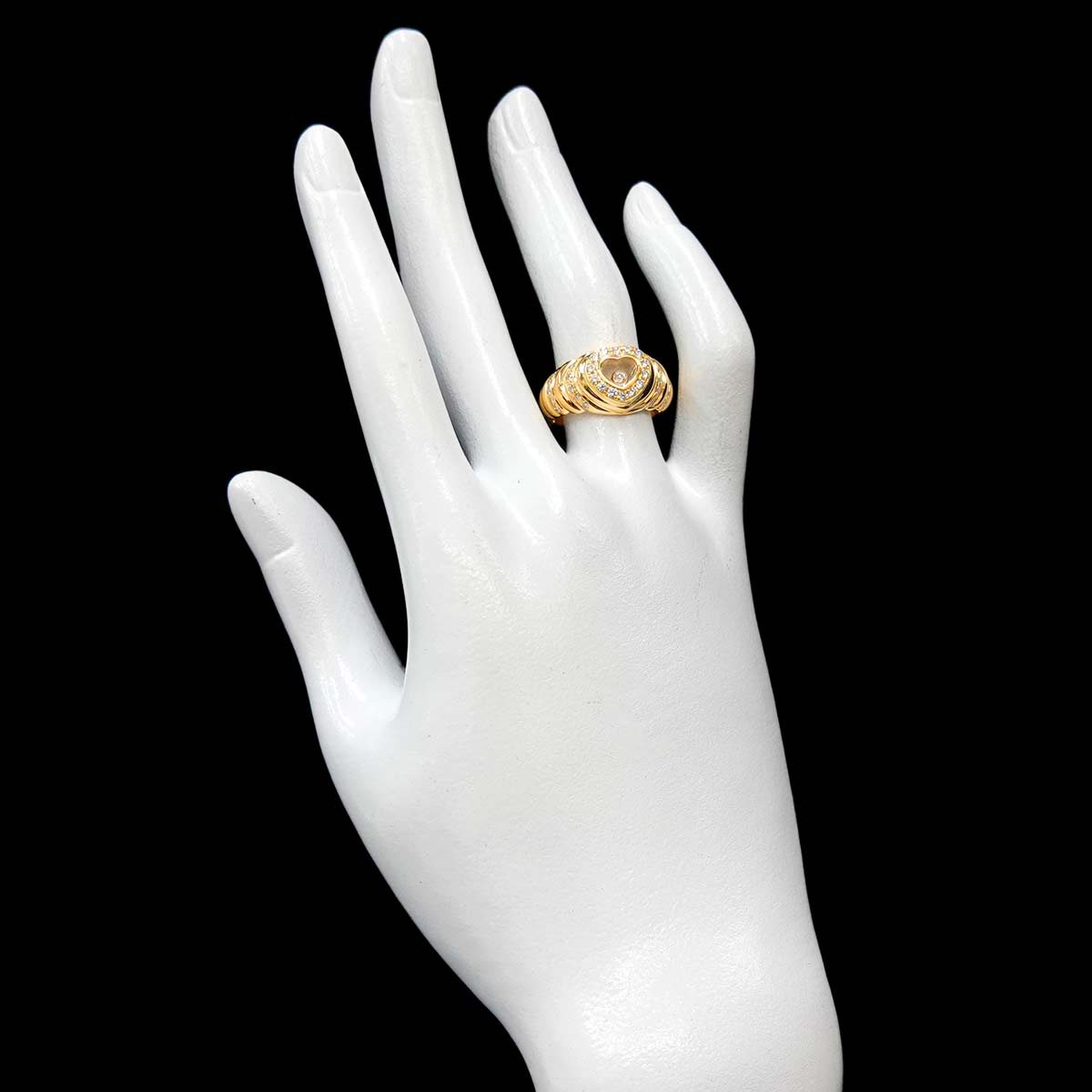 Happy Heart Diamond Ring 18K YG 750 Size6.5-6.75(US)